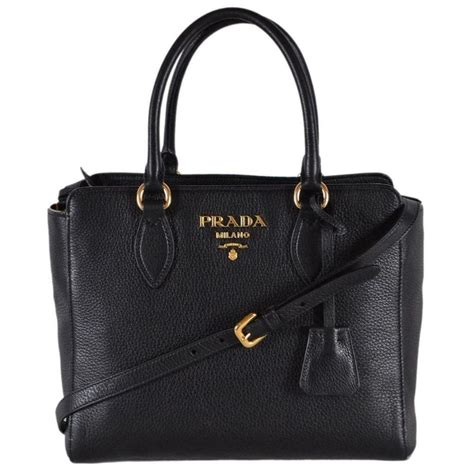 prada vitello phenix nero 1bc032|PRADA Vitello Phenix Leather Convertible Tote and Shoulder .